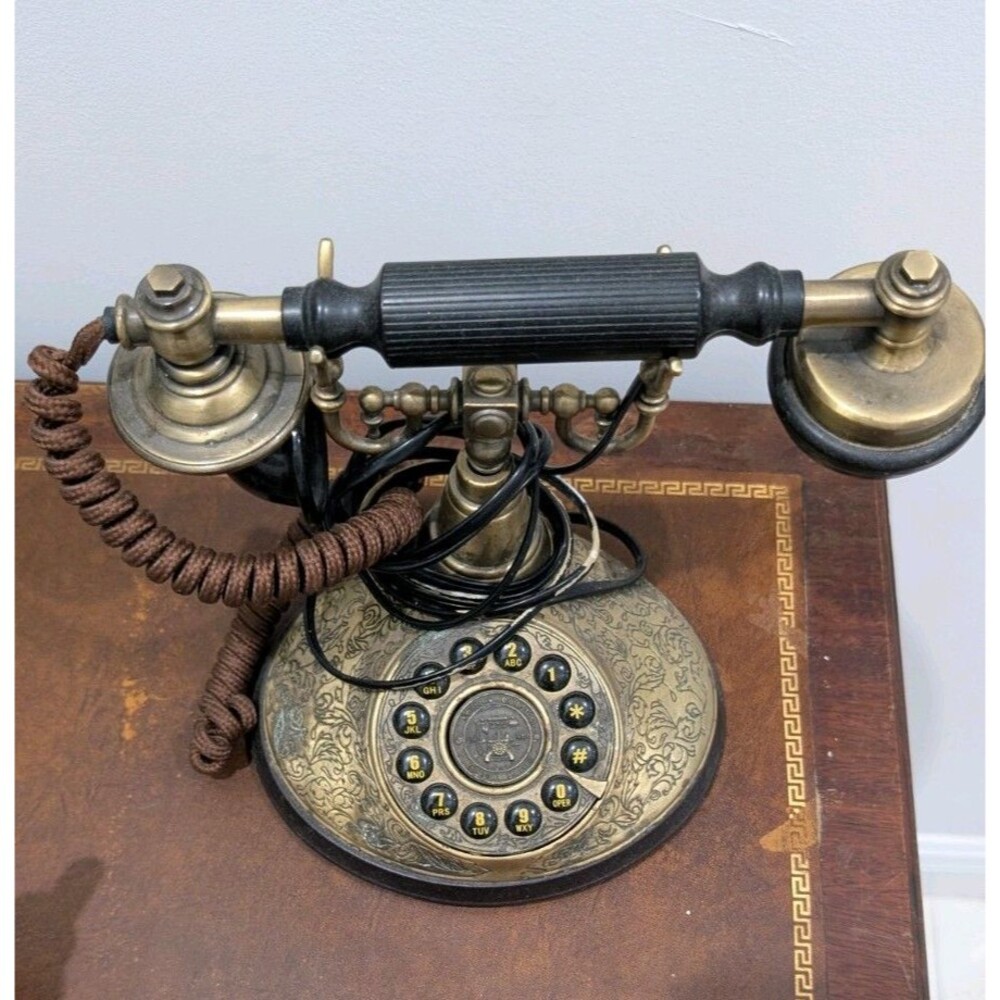Vintage Antique Telephone Brass Rotary Style Paramount Collection Classic